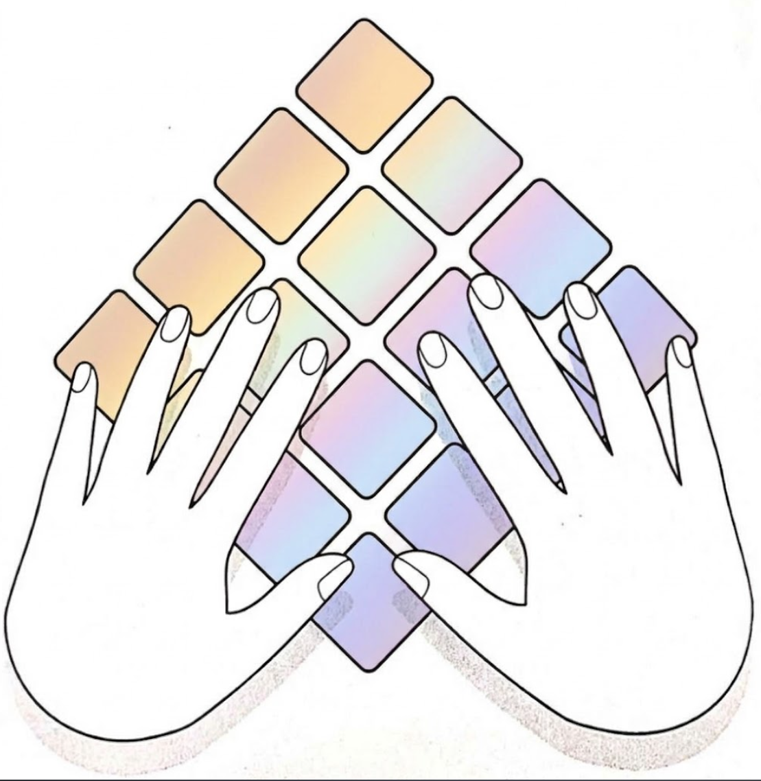 Diamond-shaped pad layout with both hands