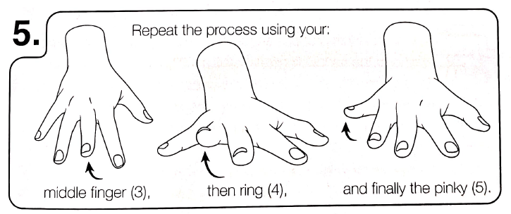 Repeat with middle, ring, and pinky