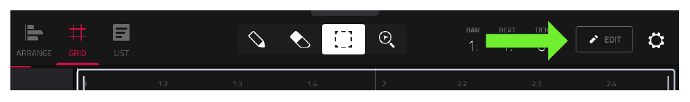 Кнопка EDIT на верхней панели GRID VIEW
