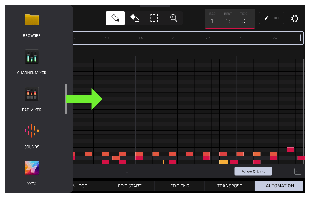 Shortcuts Panel выдвинута в GRID VIEW: пять ярлыков