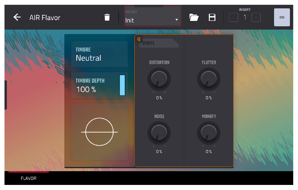Плагин AIR Flavor: поле PRESET Init