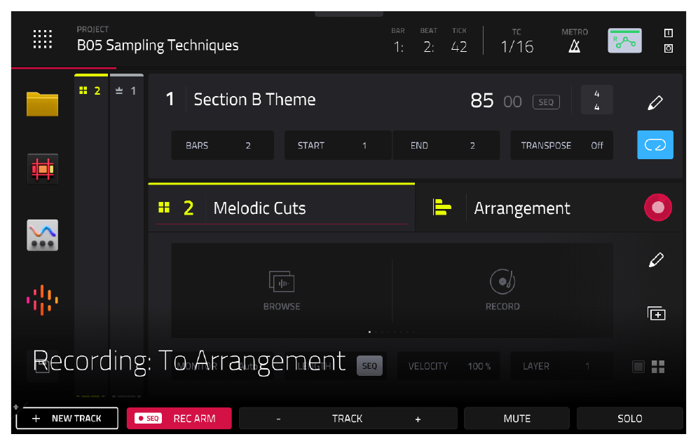 MAIN: Recording To Arrangement, дорожка Melodic Cuts