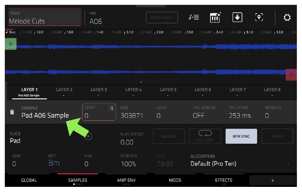 TRACK EDIT > SAMPLES: пэд A06, Pad A06 Sample