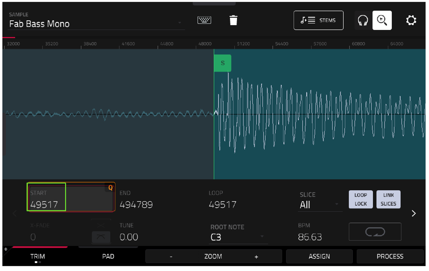 SAMPLE EDIT: START 49517 на Fab Bass Mono