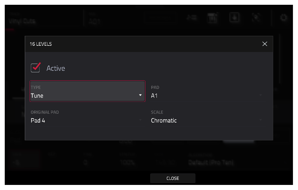 16 LEVELS: Active, TYPE Tune, SCALE Chromatic