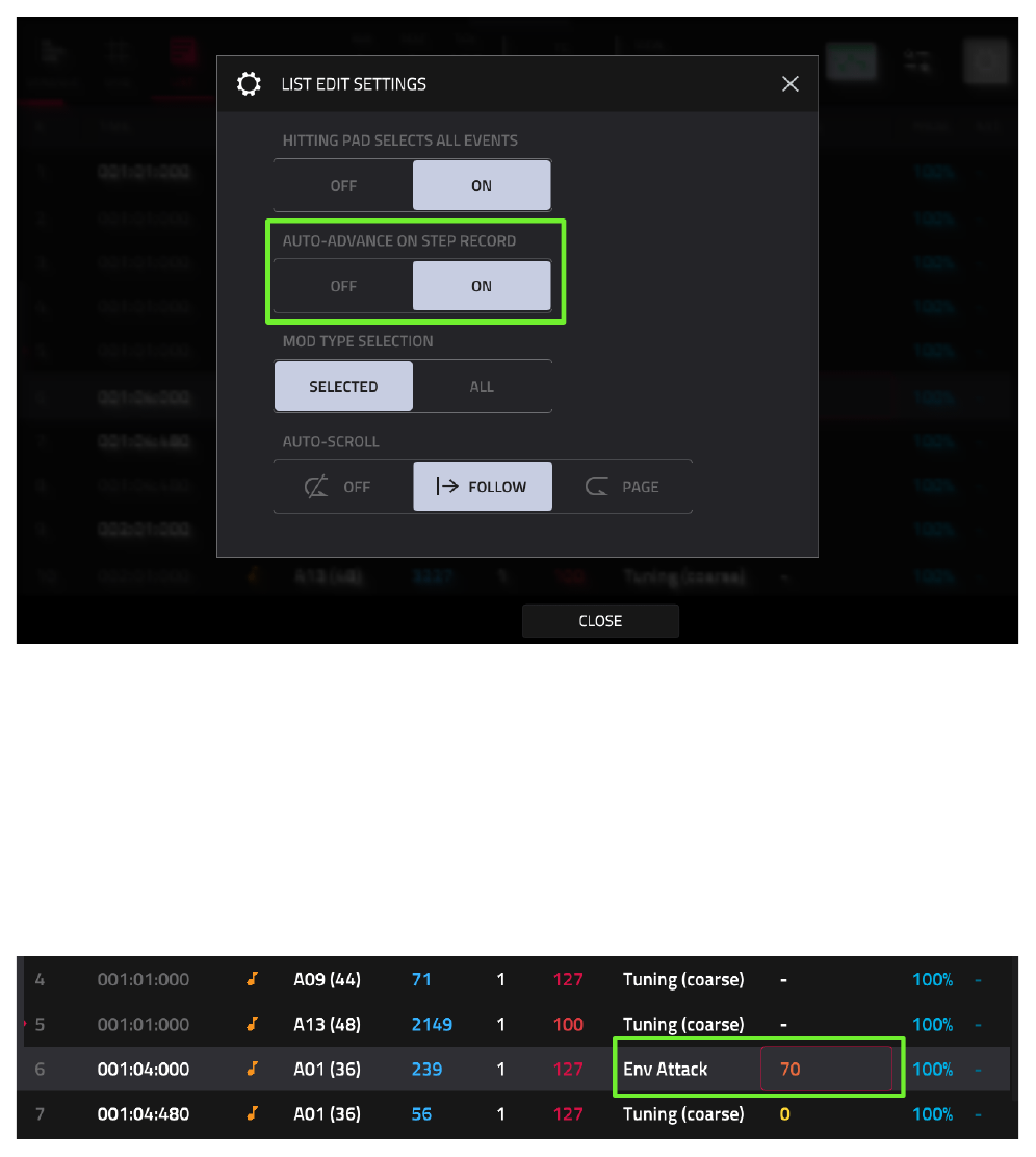 LIST EDIT: Env Attack VALUE 70