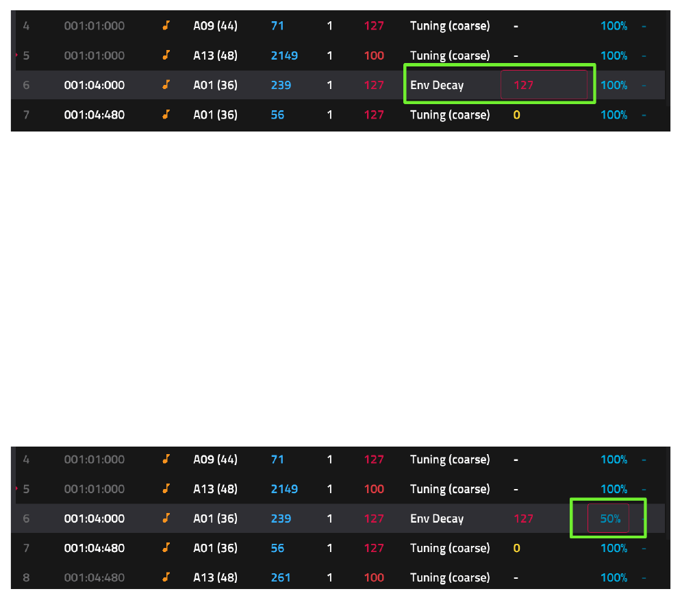 LIST EDIT: Env Decay 127 и PROB 50%