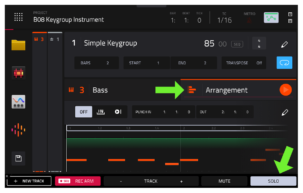 MAIN: Arrangement и SOLO на треке Bass