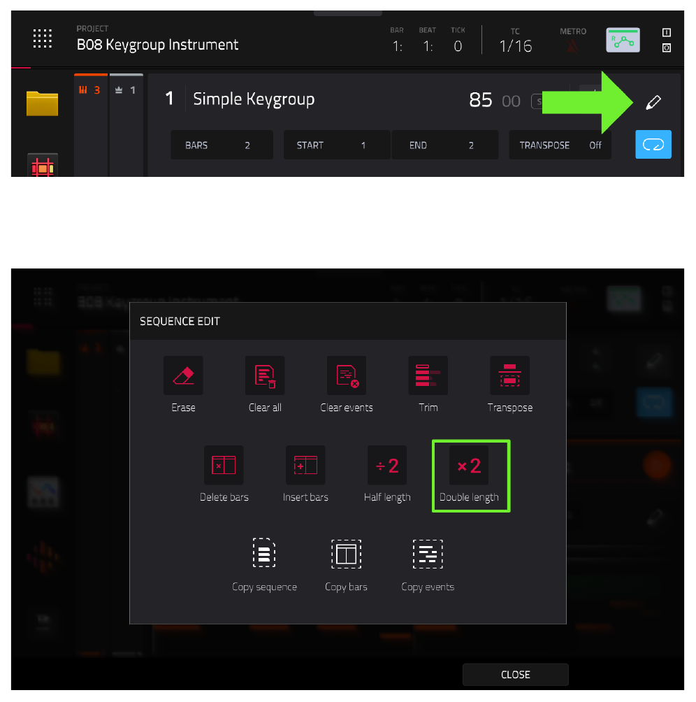 MAIN: карандаш EDIT и SEQUENCE EDIT Double length