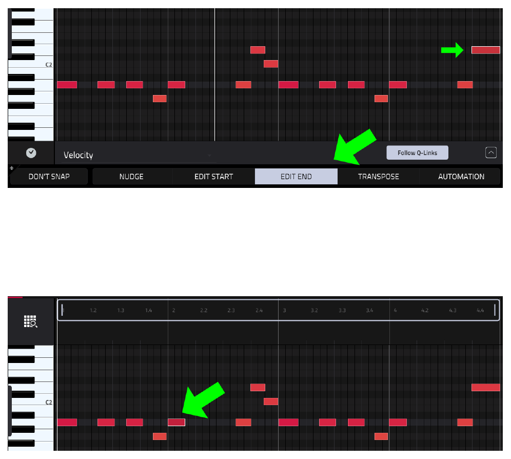 GRID VIEW: EDIT END, нота растянута до конца такта