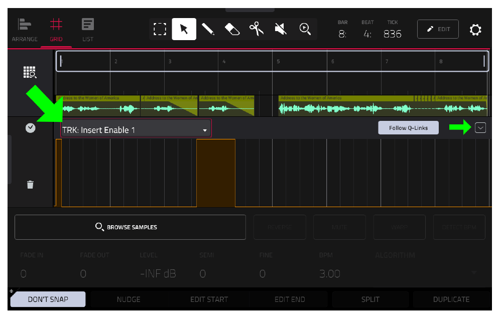 GRID: автоматизация TRK Insert Enable 1