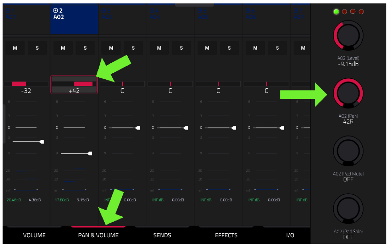 PAD MIXER PAN & VOLUME: пэд A02, панорама +42, Q-LINK 9
