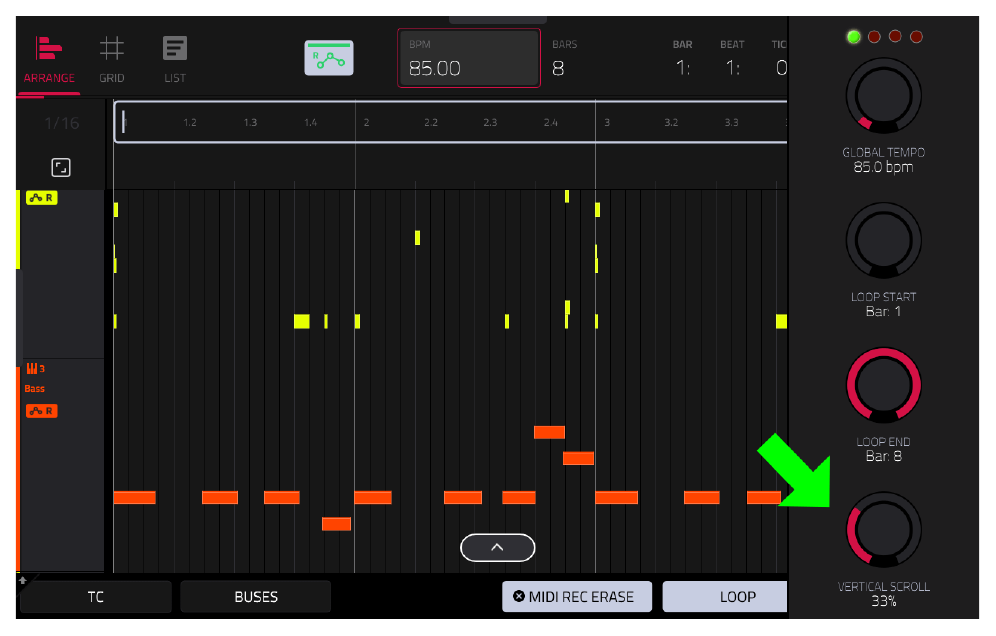 Q-LINK: VERTICAL SCROLL, виден трек Bass
