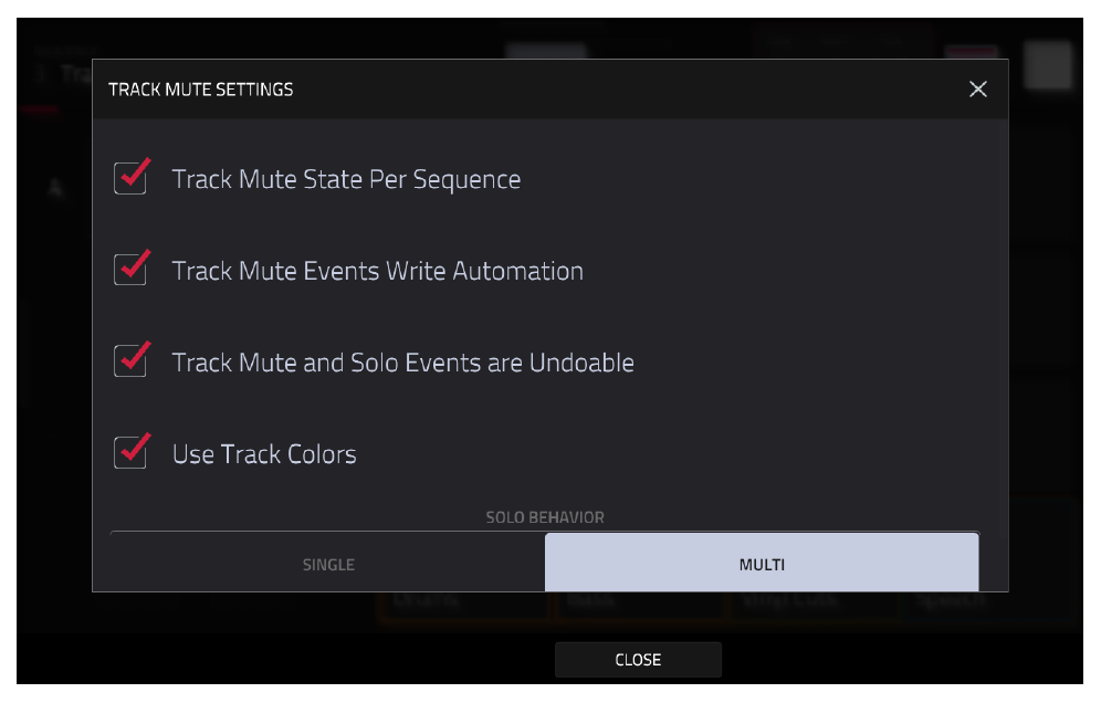 TRACK MUTE SETTINGS: Track Mute Events Write Automation