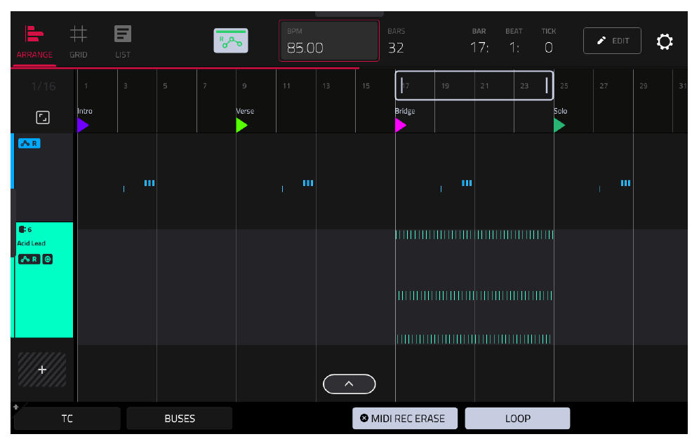ARRANGE: Acid Lead, луп 17–24, ноты в Bridge