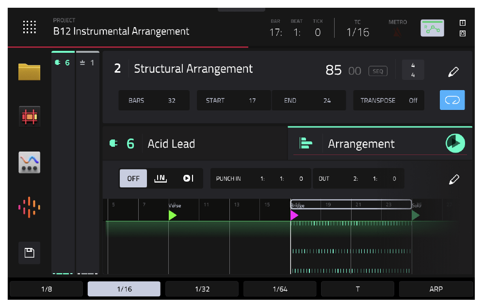 MAIN Arrangement: Acid Lead, START 17 END 24