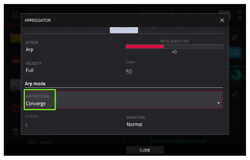ARPEGGIATOR: ARP PATTERN Converge