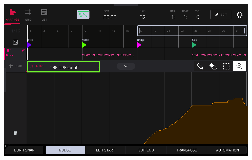 ARRANGE AUTO: TRK LPF Cutoff