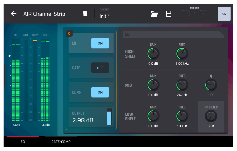 AIR Channel Strip EQ tab