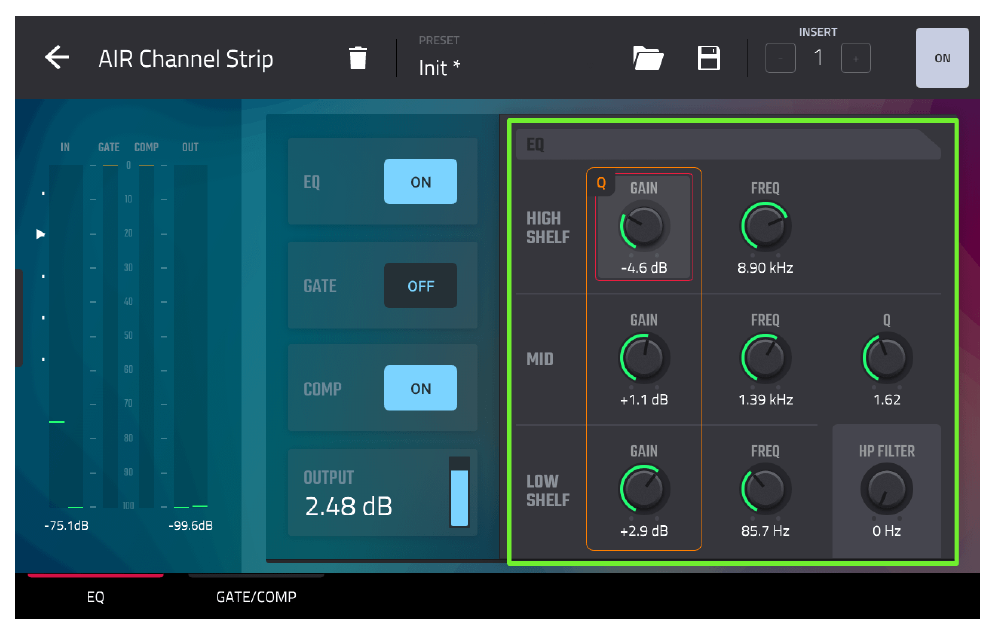 Drum EQ settings on AIR Channel Strip
