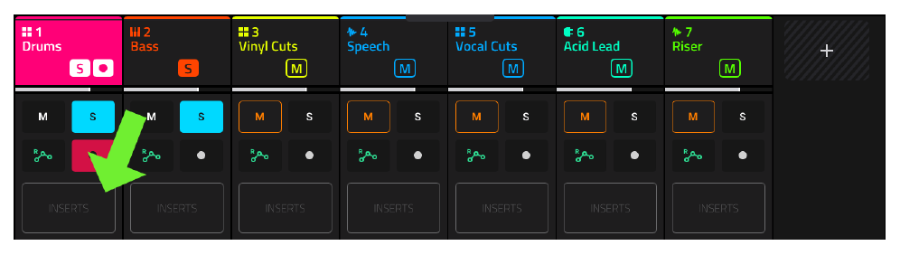 CHANNEL MIXER INSERTS with Drums and Bass soloed