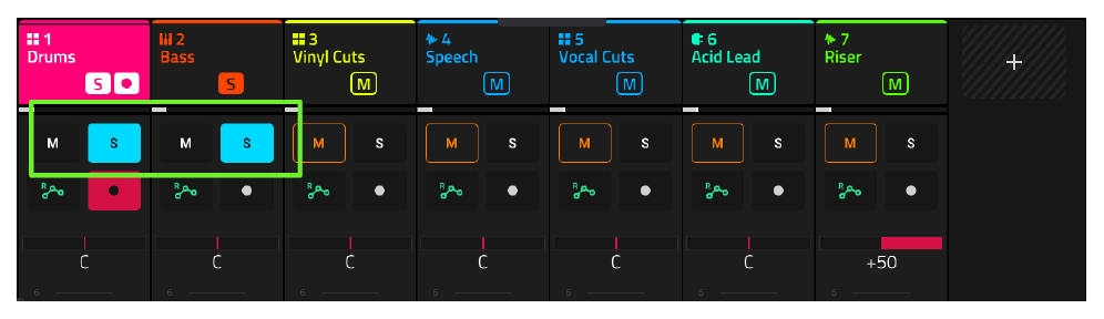 Drums and Bass both soloed in CHANNEL MIXER