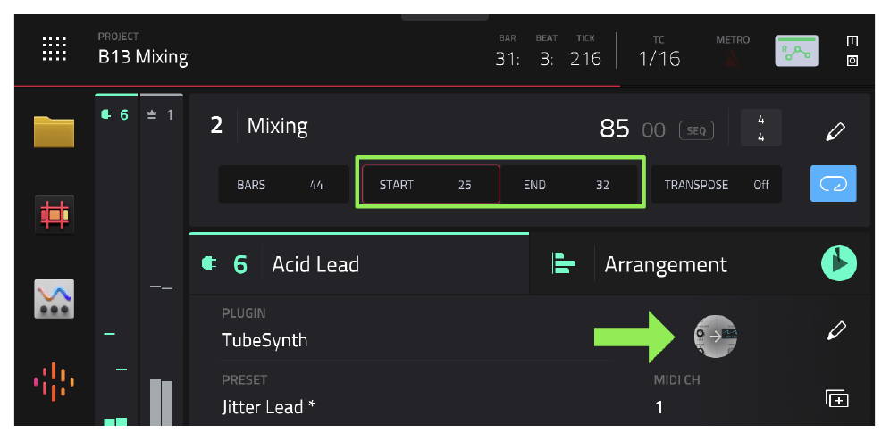 MAIN Acid Lead with START 25 and END 32