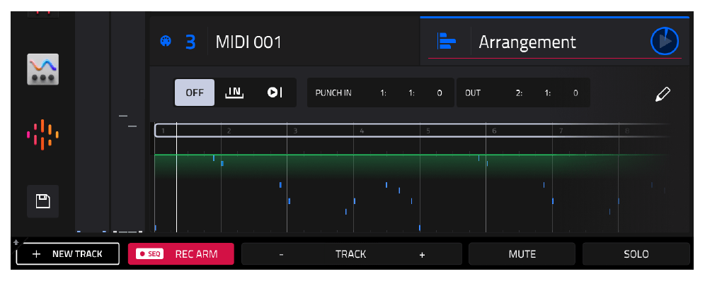MIDI 001: ноты на таймлайне Arrangement
