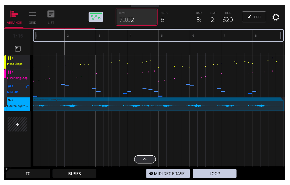 ARRANGE: волна External Synth Audio в проекте