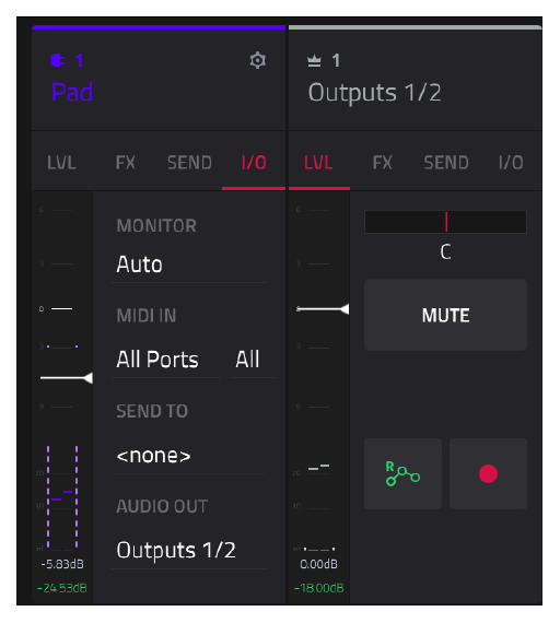 I/O: MONITOR Auto, MIDI IN All Ports