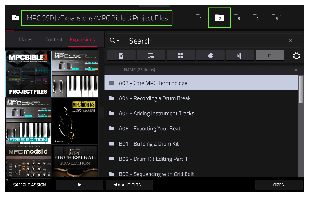 Путь к MPC Bible 3 Project Files в браузере