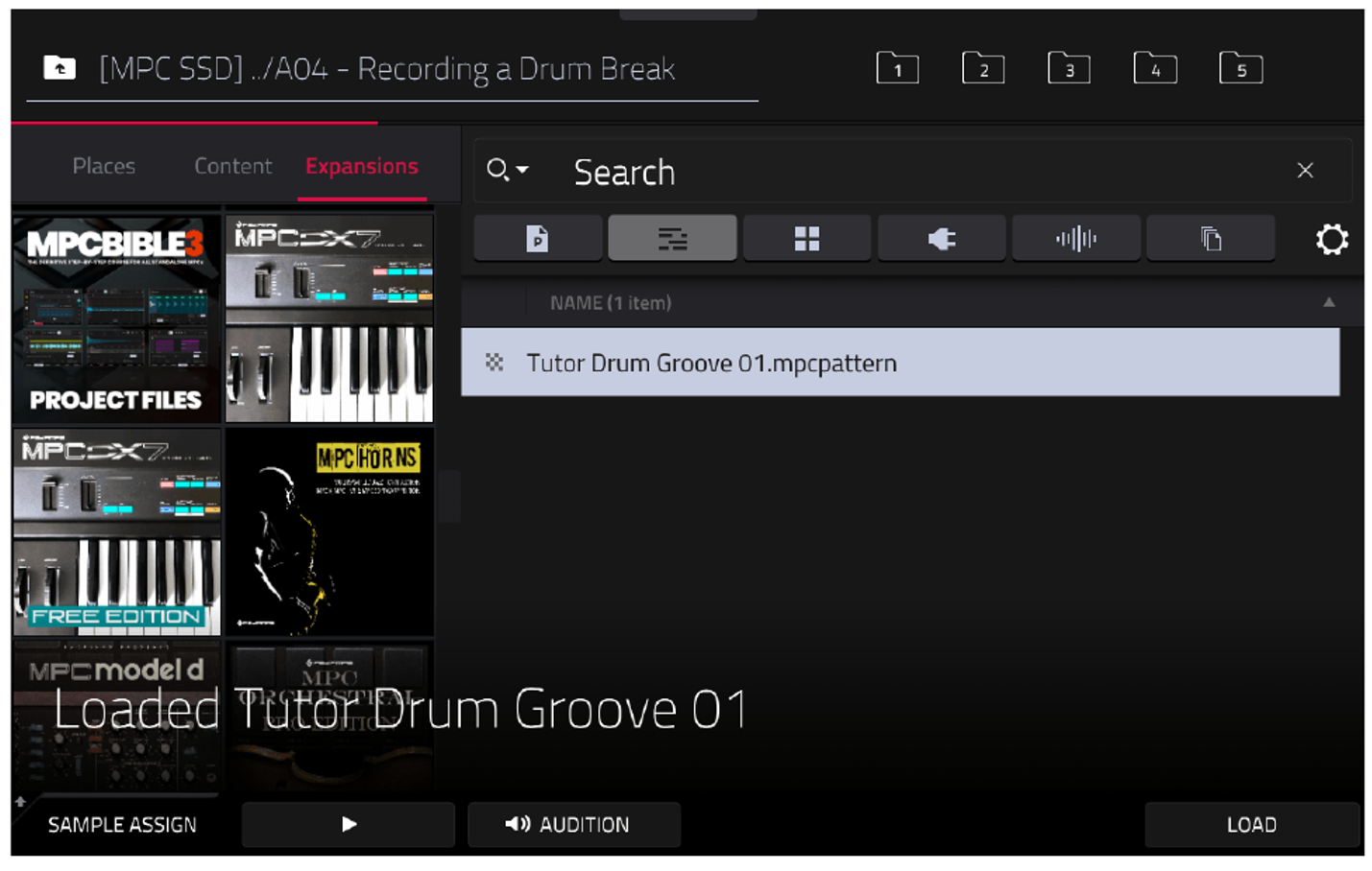 Загруженный паттерн Tutor Drum Groove 01