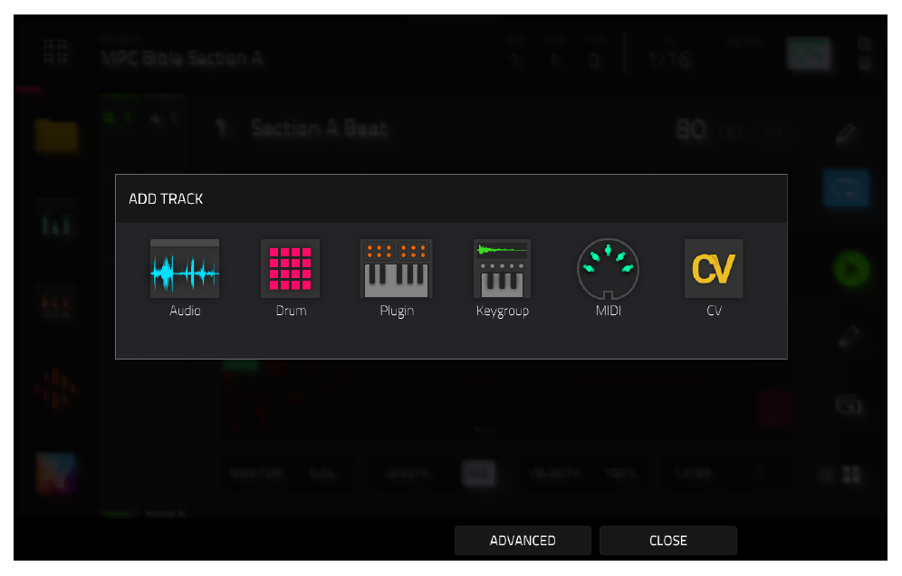 Окно ADD TRACK с типом Plugin