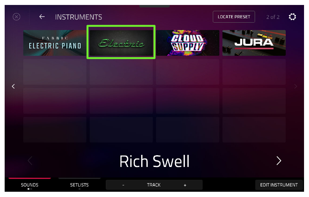 Плагин Electric на второй странице INSTRUMENTS