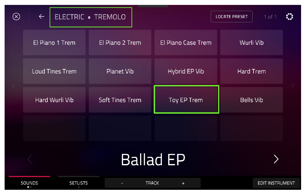 Категория Tremolo, пресет Toy EP Trem