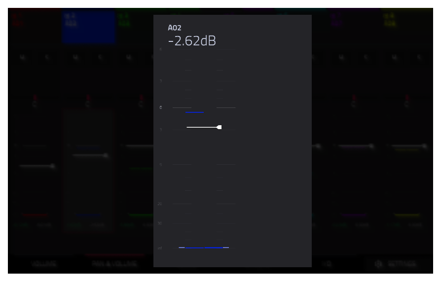 Увеличенный фейдер A02 около -2.62dB